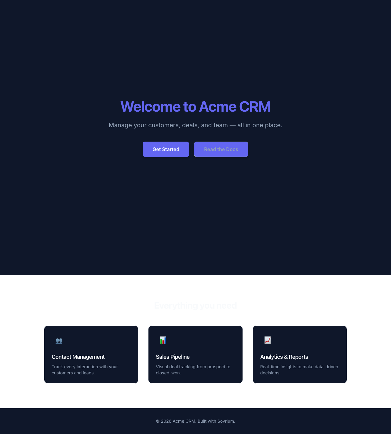 A CRM application rendered with custom theme colors, fonts, and spacing.